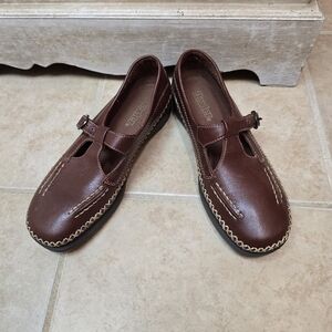 Dexter Shoes  Brown Leather Mary Jane Marie Casual Loafers Buckle